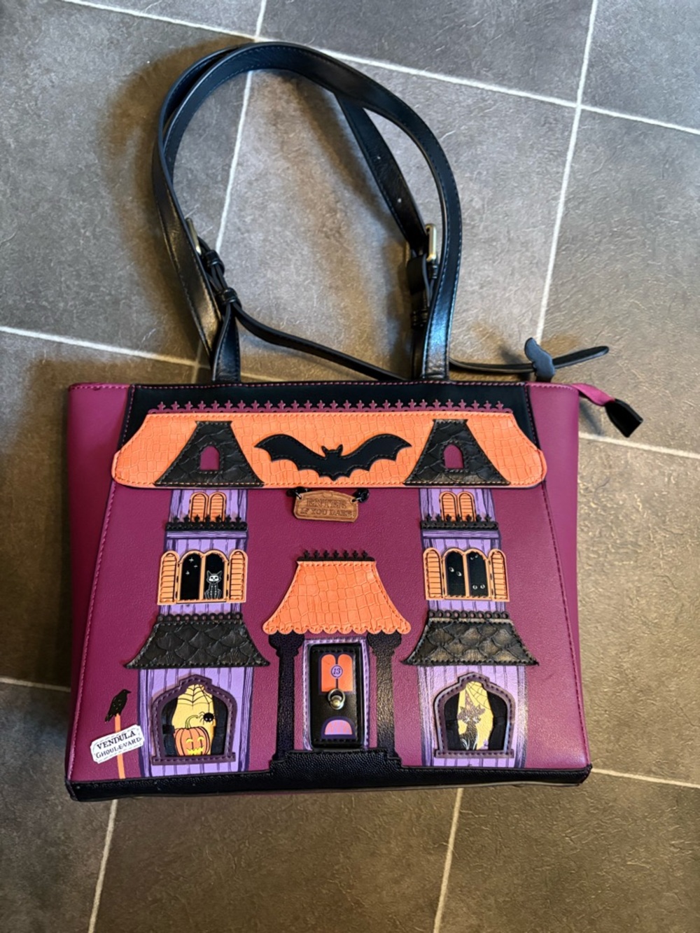 Vendula London  Purple Haunted House shopper  Bag glows in the dark